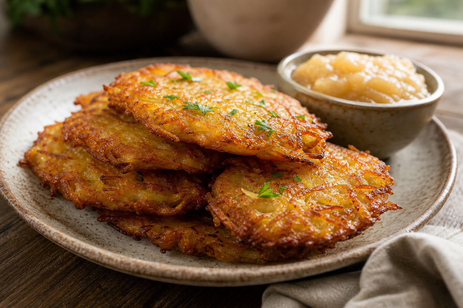 German Kartoffelpuffer plated and ready to serve
