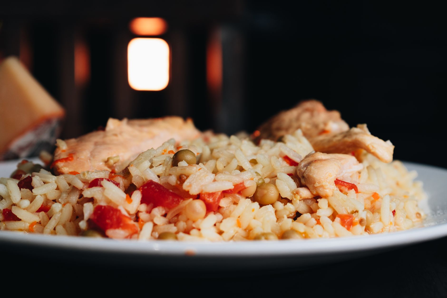 Peruvian Arroz Chaufa plated and ready to serve