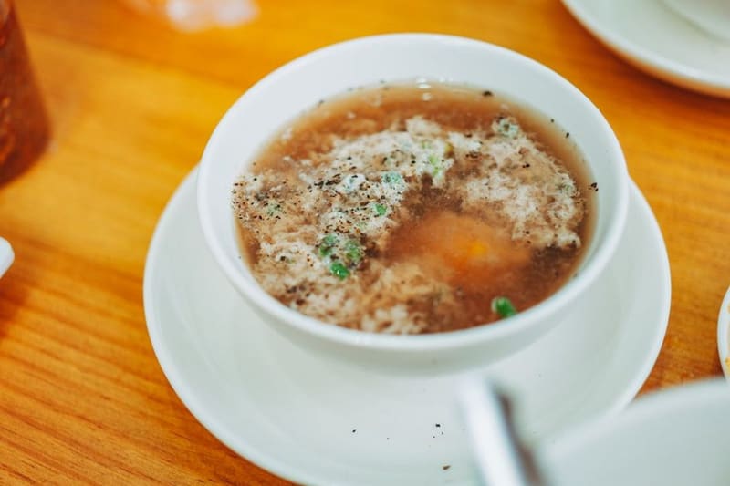 Chinese Egg Drop Soup plated and ready to serve