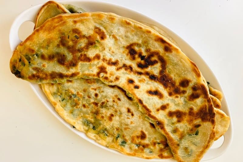 Afghan Bolani Flatbread plated and ready to serve