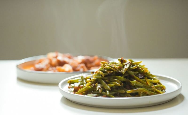 Georgian Lobio Bean Stew plated and ready to serve