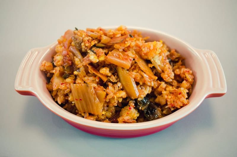 Kimchi Fried Rice plated and ready to serve
