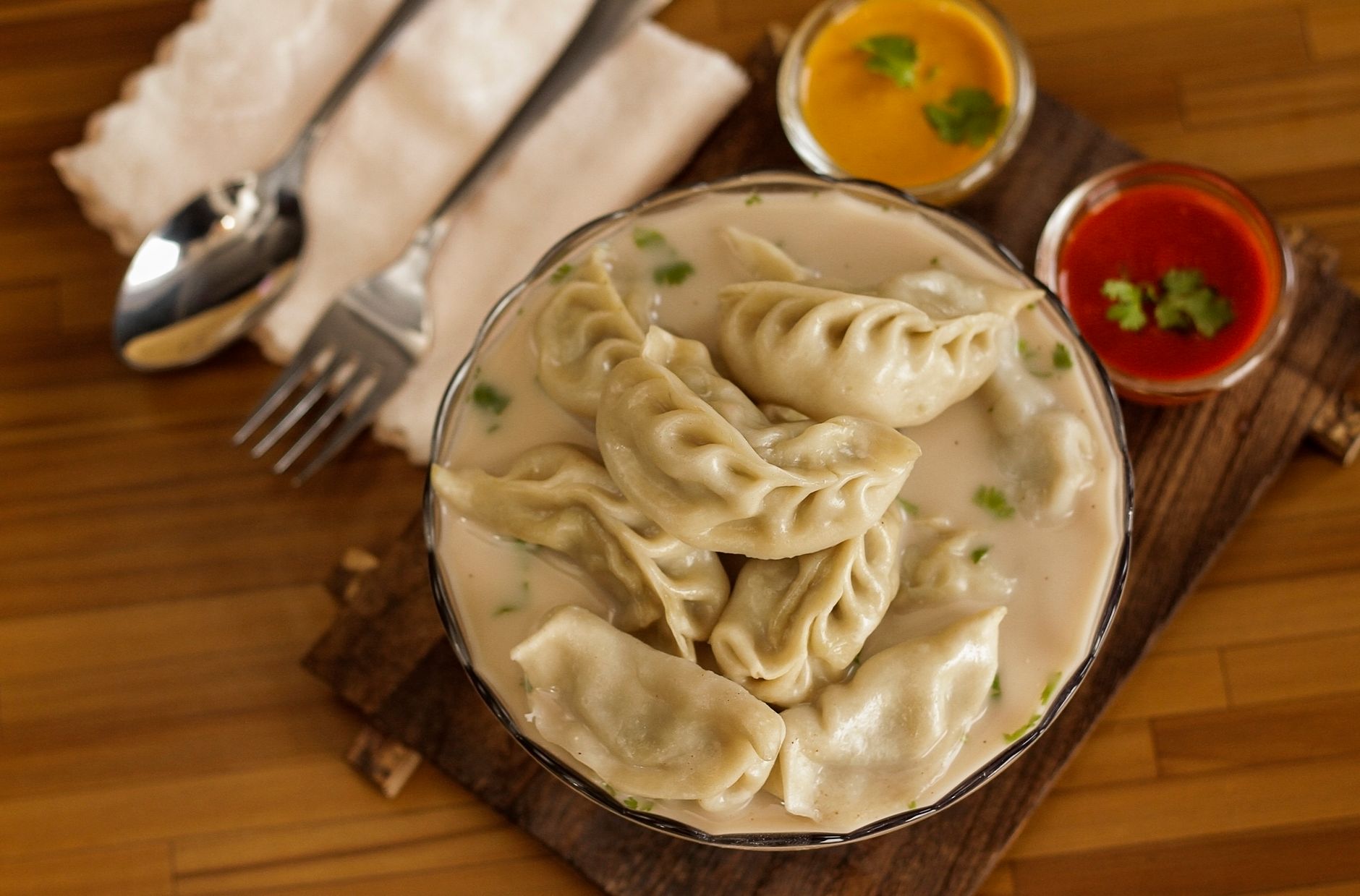 Nepalese Momo Soup plated and ready to serve