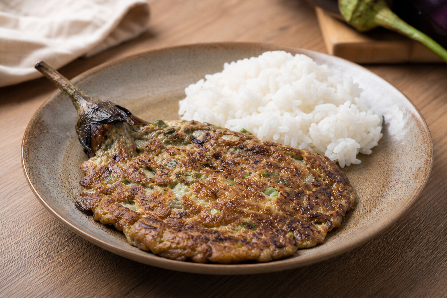 Filipino Tortang Talong plated and ready to serve