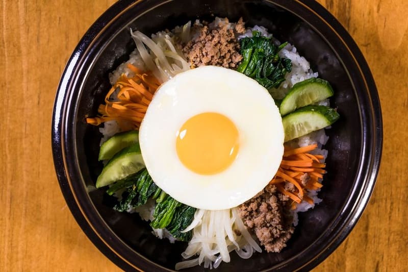 Korean Bibimbap Bowl plated and ready to serve