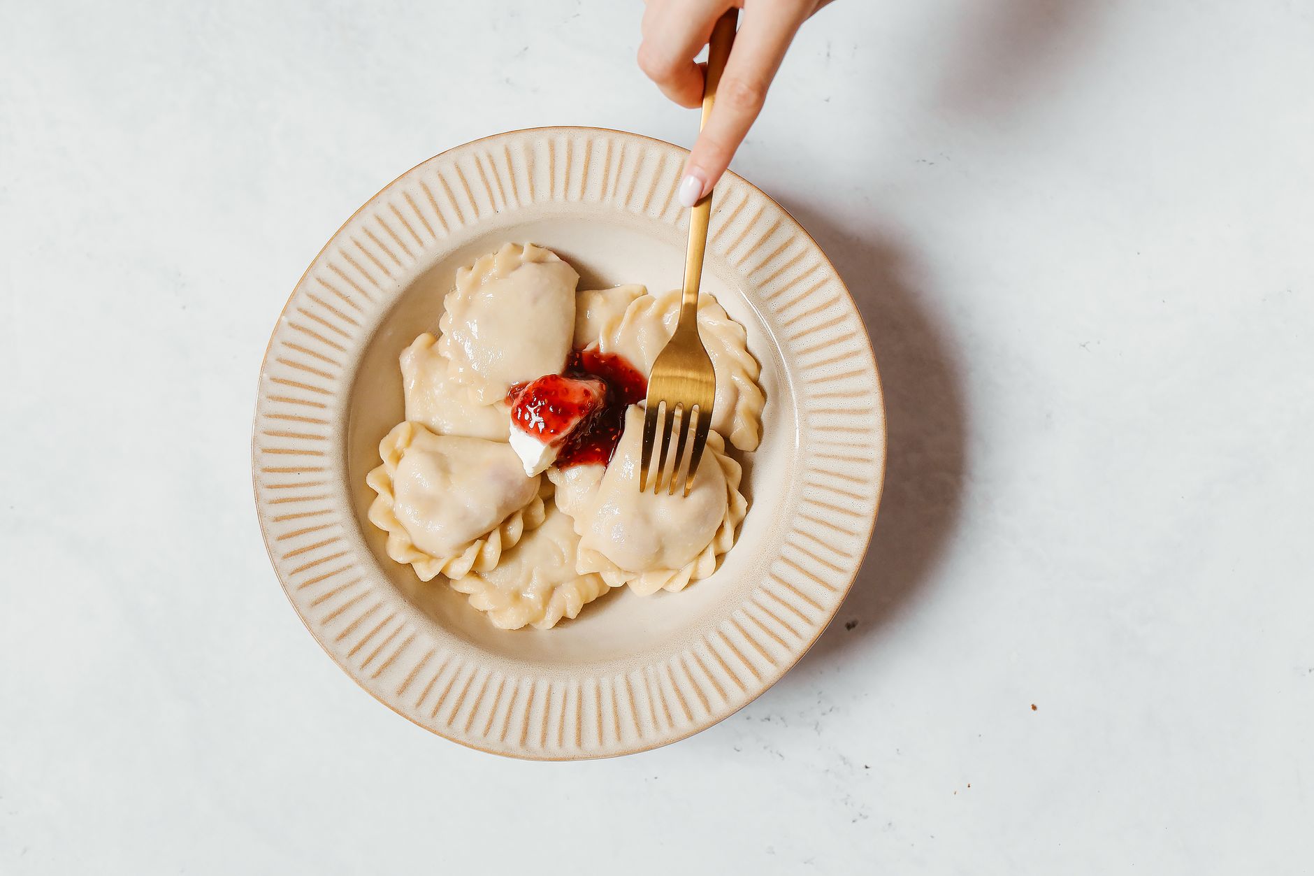 Polish Pierogi Skillet plated and ready to serve