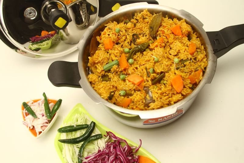 Indian Vegetable Biryani plated and ready to serve