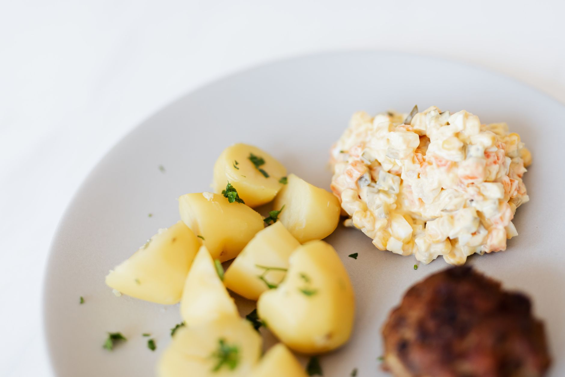 Russian Olivier Salad plated and ready to serve