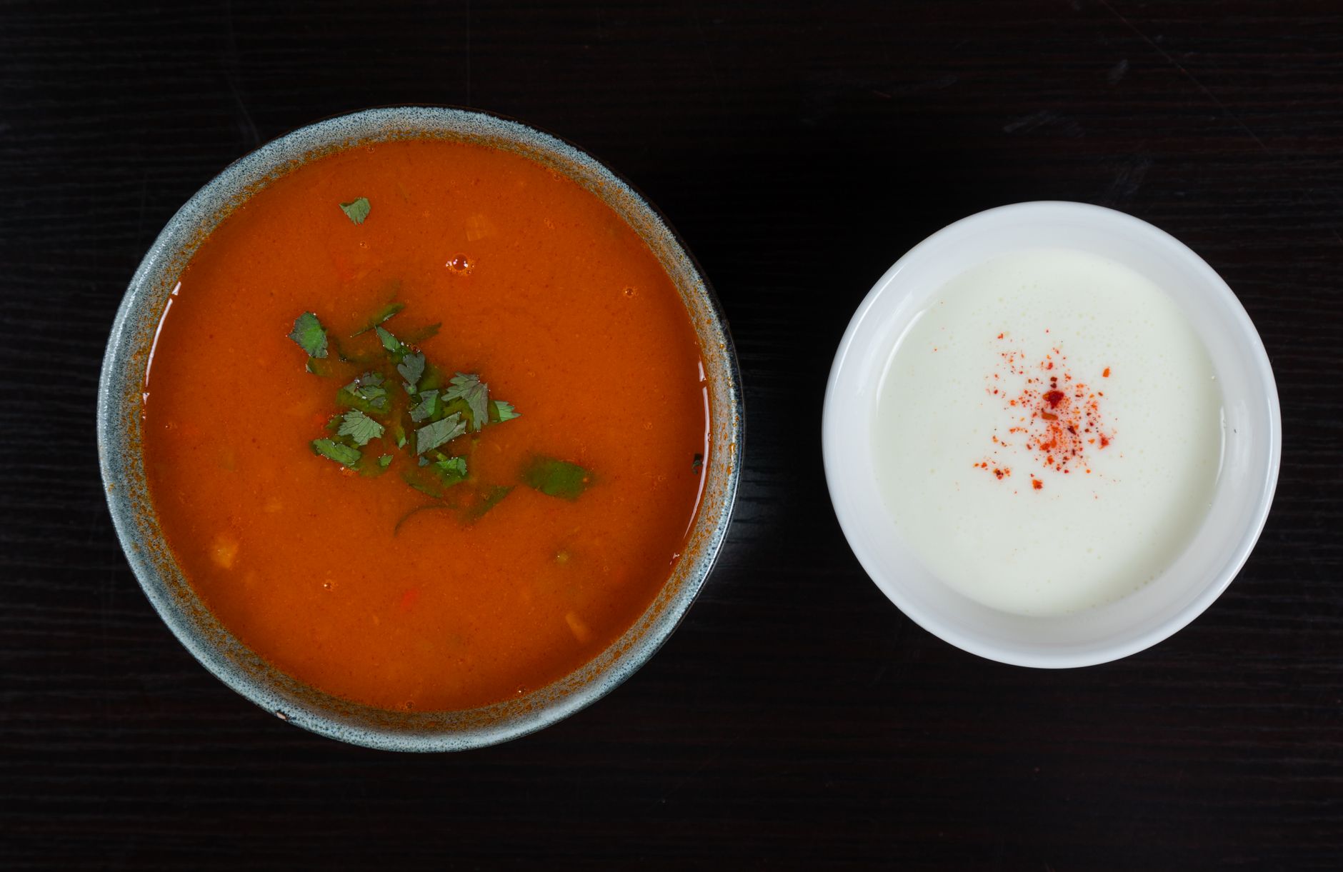 Turkish Yogurt Soup plated and ready to serve