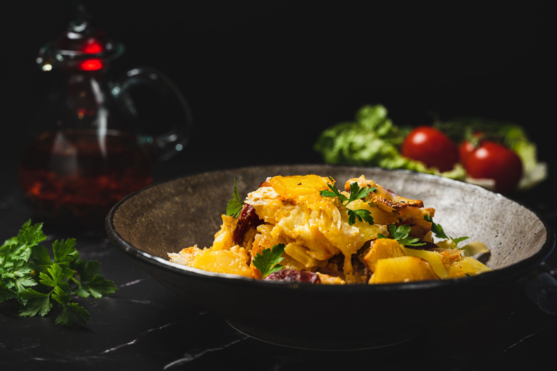Portuguese Bacalhau à Brás plated and ready to serve