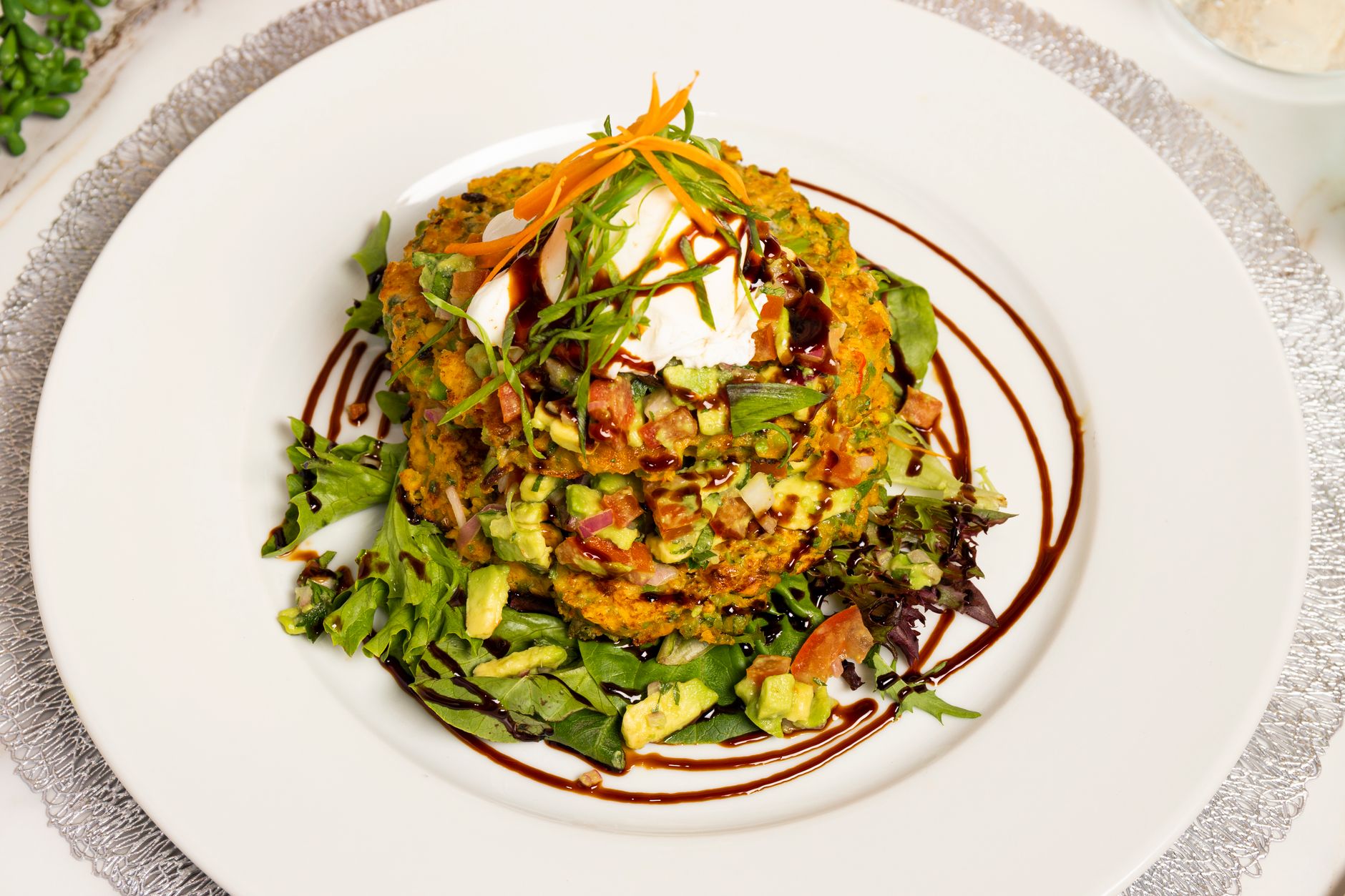 Zucchini Fritters plated and ready to serve