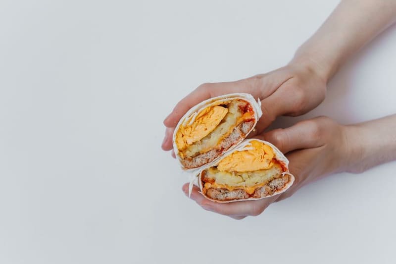 Breakfast Burrito plated and ready to serve