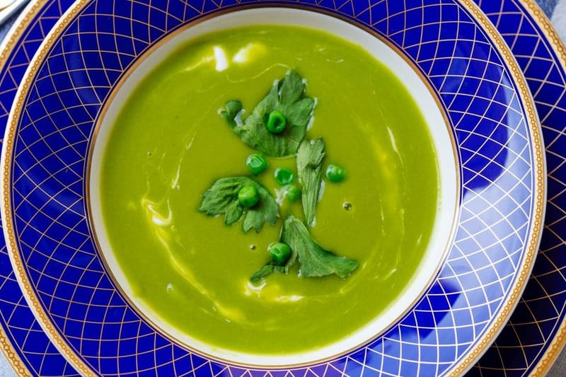 Dutch Erwtensoep Pea Soup plated and ready to serve