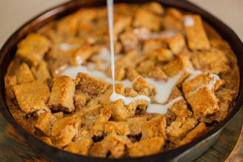 Bread Pudding plated and ready to serve