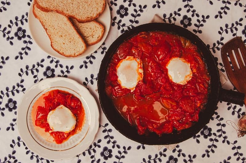 Israeli Shakshuka plated and ready to serve