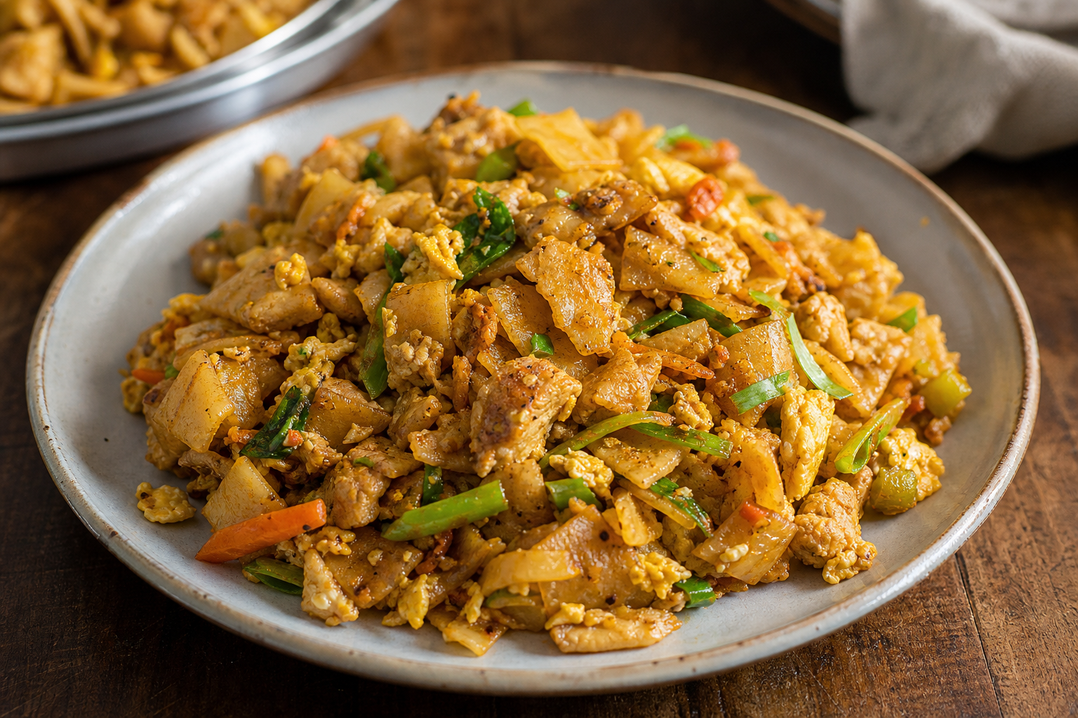 Sri Lankan Kottu Roti plated and ready to serve