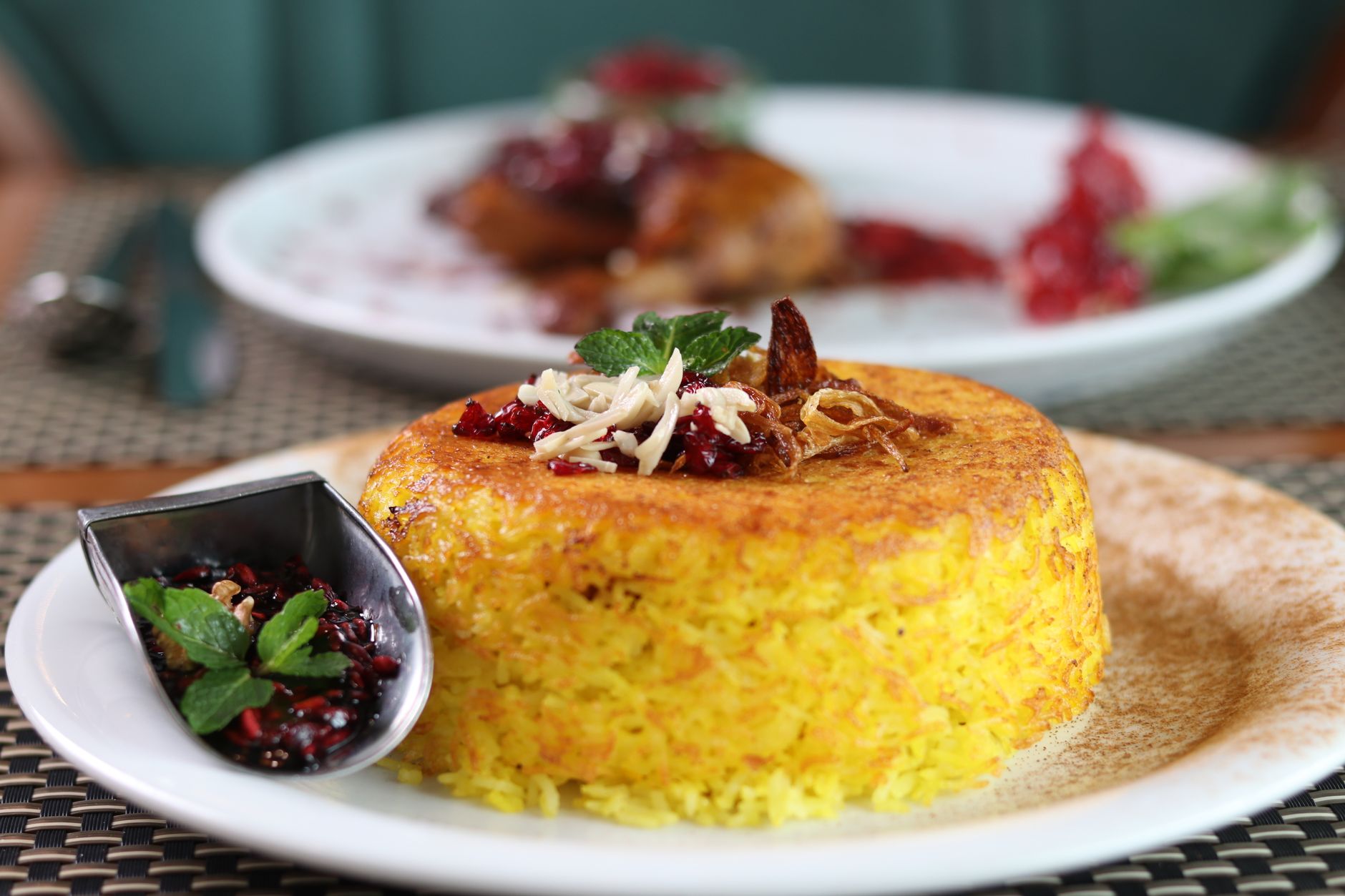 Persian Tahdig Rice Cake plated and ready to serve