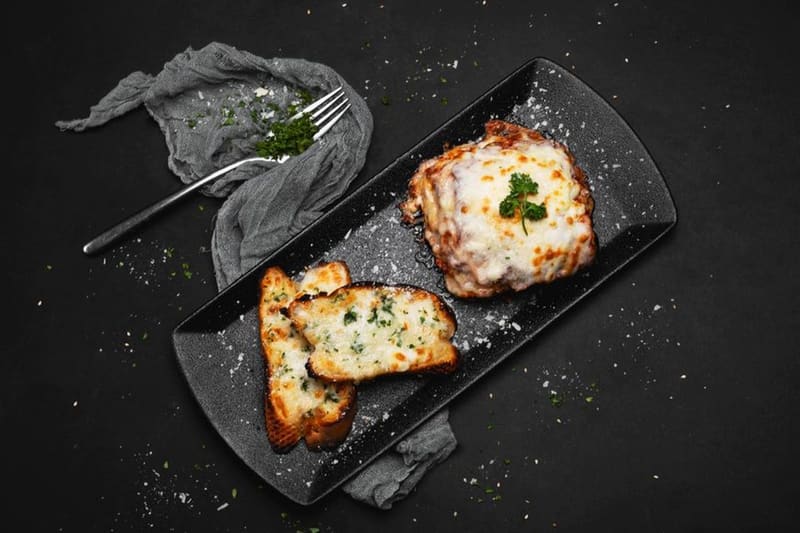 Cheese and Herb Strata plated and ready to serve