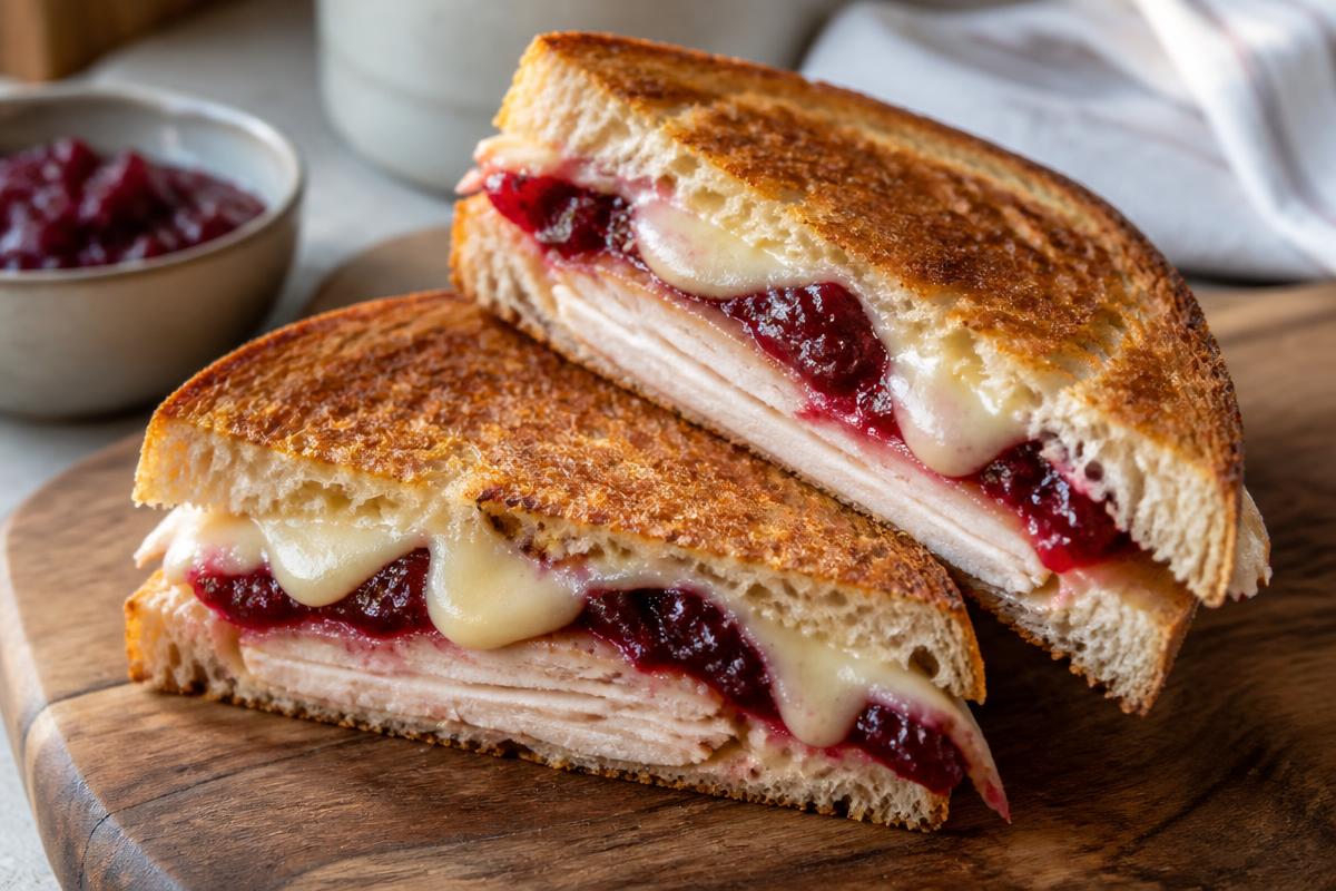 Leftover Turkey and Cranberry Melt plated and ready to serve